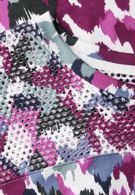 T-Shirt mit Meshdetail vanilla white