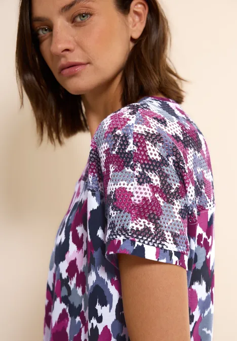 T-Shirt mit Meshdetail vanilla white