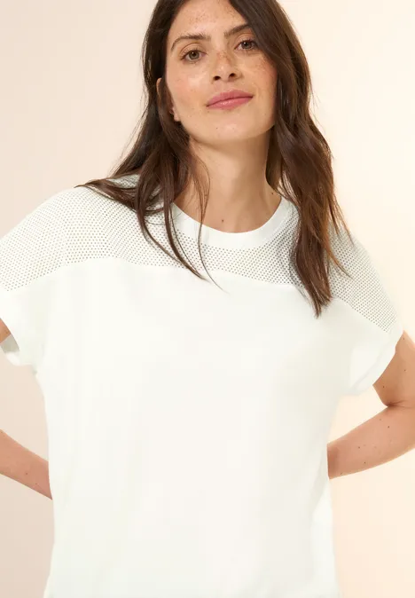 T-Shirt mit Meshdetail vanilla white