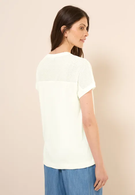 T-Shirt mit Meshdetail vanilla white