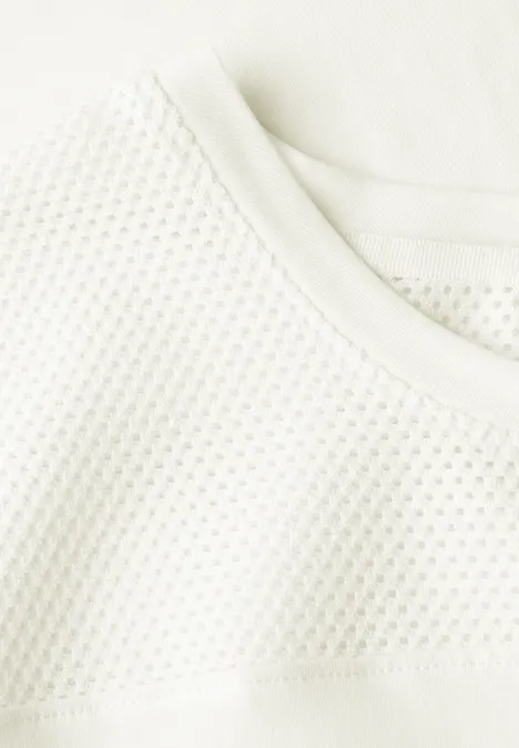 T-Shirt mit Meshdetail vanilla white