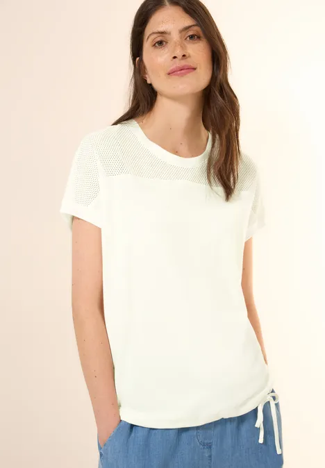 T-Shirt mit Meshdetail vanilla white