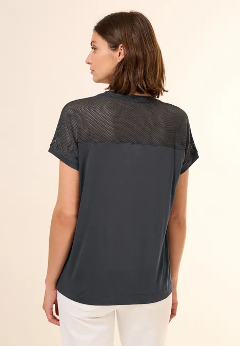 T-Shirt mit Meshdetail volcanic grey