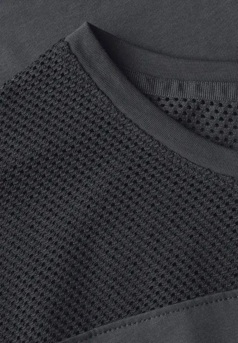 T-Shirt mit Meshdetail volcanic grey