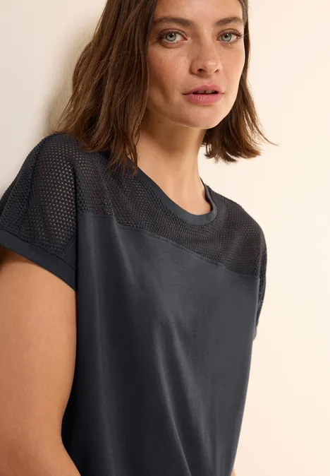 T-Shirt mit Meshdetail volcanic grey