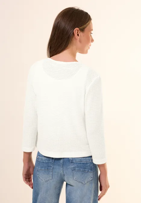 Offene Ajour-Look Jacke vanilla white