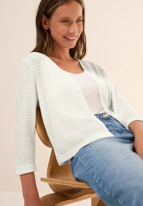 Offene Ajour-Look Jacke vanilla white