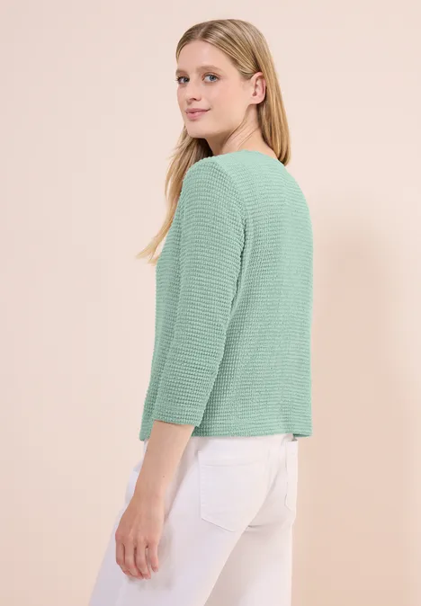 Offene Ajour-Look Jacke matcha green