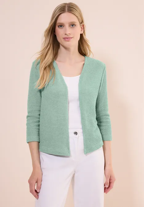 Offene Ajour-Look Jacke matcha green