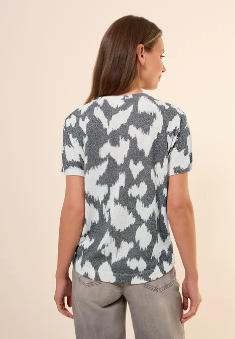 Gemustertes Crepé Shirt volcanic grey