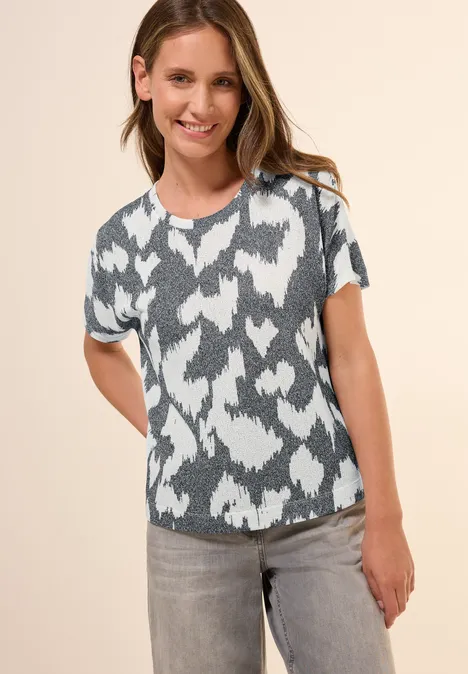 Gemustertes Crepé Shirt volcanic grey