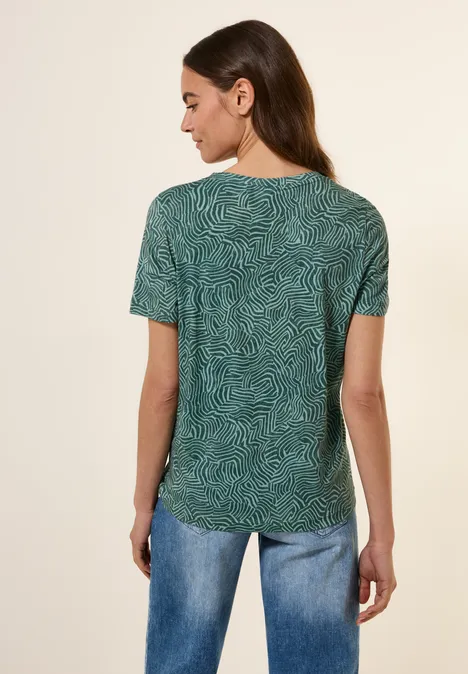 Gemustertes T-Shirt dark balmy khaki