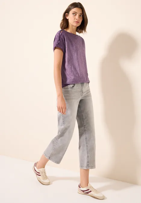 T-Shirt mit Knopfdetail deep berry