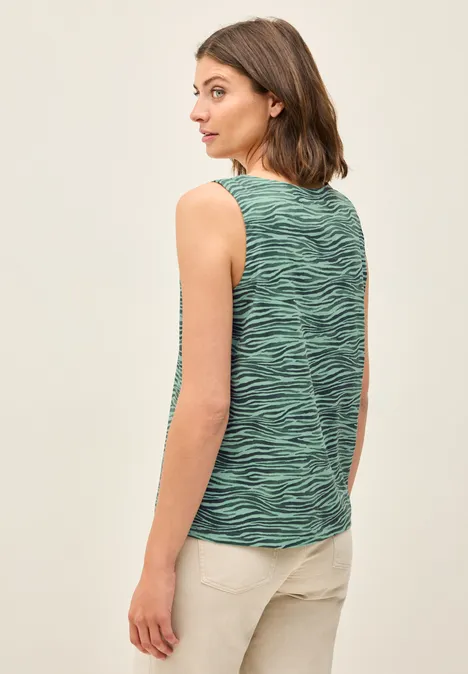 Gemustertes Jersey-Top dark balmy khaki