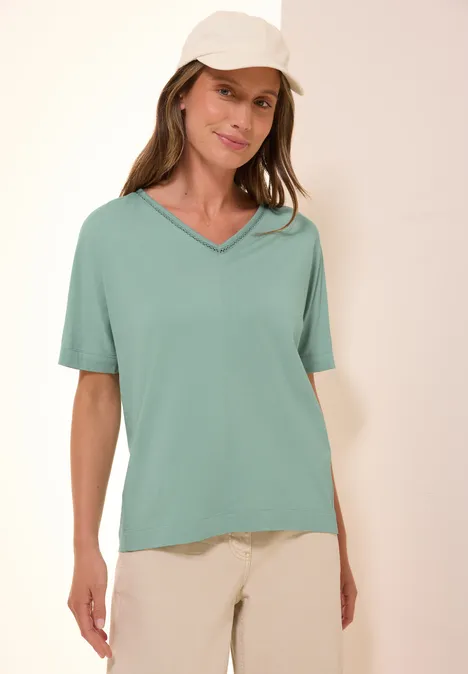 T-Shirt mit Zierdetail matcha green