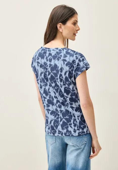 Print Shirt mit Raffung pastel blue
