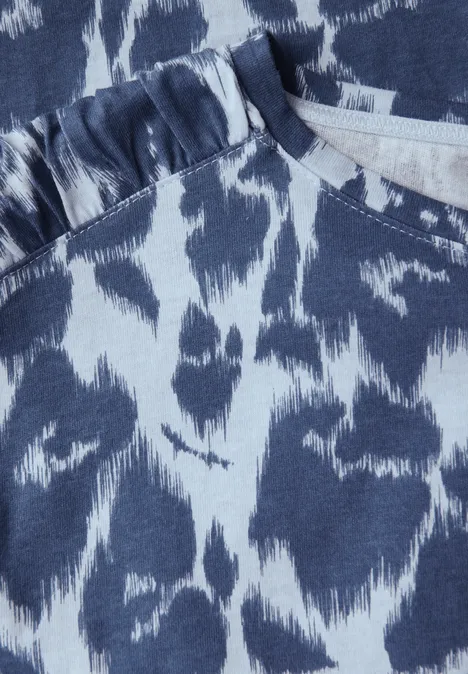Print Shirt mit Raffung pastel blue