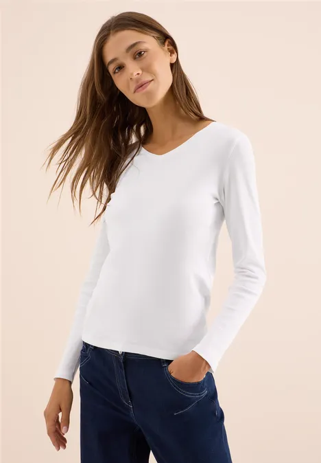 Shirt met lange mouwen en V-hals White