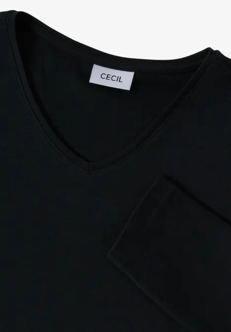 Shirt met lange mouwen en V-hals Black