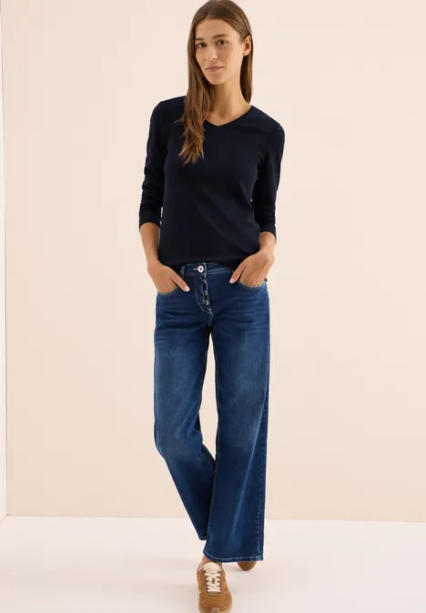Shirt met lange mouwen en V-hals urban dark blue