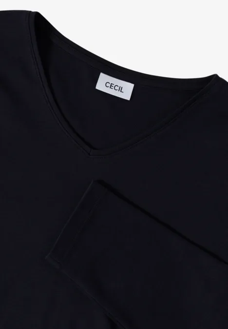 Shirt met lange mouwen en V-hals urban dark blue
