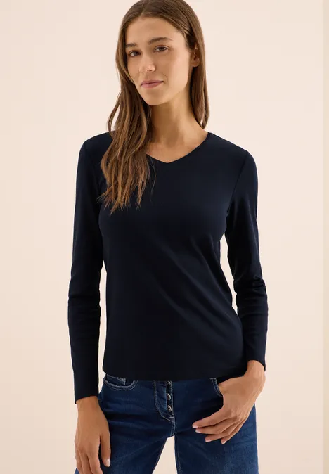 Shirt met lange mouwen en V-hals urban dark blue