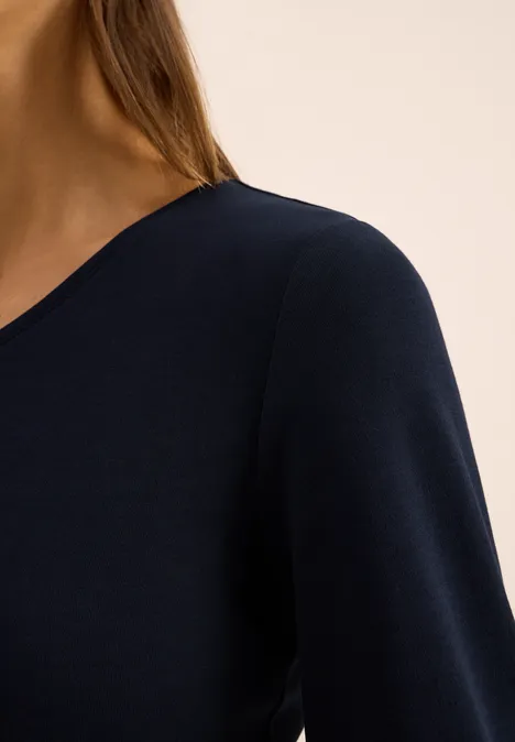 Shirt met lange mouwen en V-hals urban dark blue