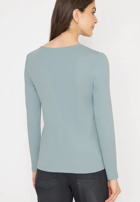 Shirt met lange mouwen en V-hals light mint blue