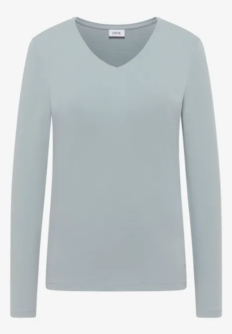 Shirt met lange mouwen en V-hals light mint blue