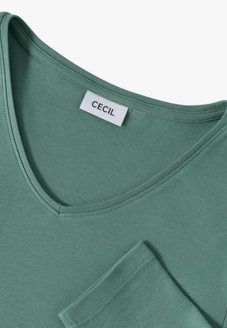 Shirt met lange mouwen en V-hals jewel green