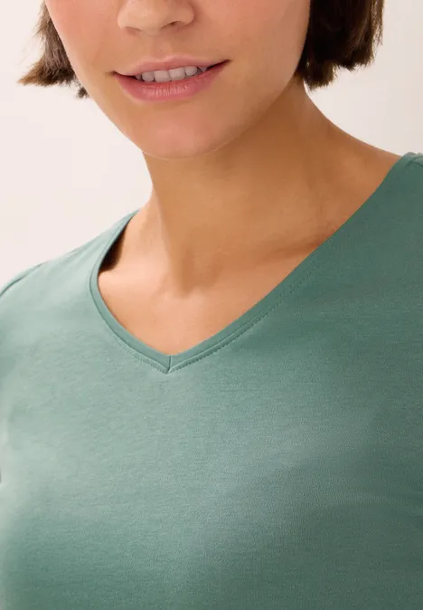 Shirt met lange mouwen en V-hals jewel green