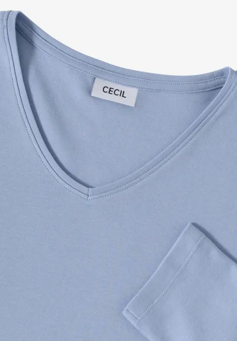 Shirt met lange mouwen en V-hals mountain blue