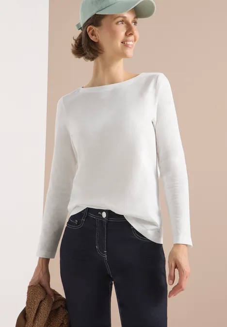 Basic Langarmshirt vanilla white