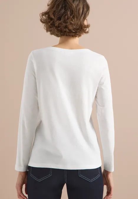 Basic Langarmshirt vanilla white