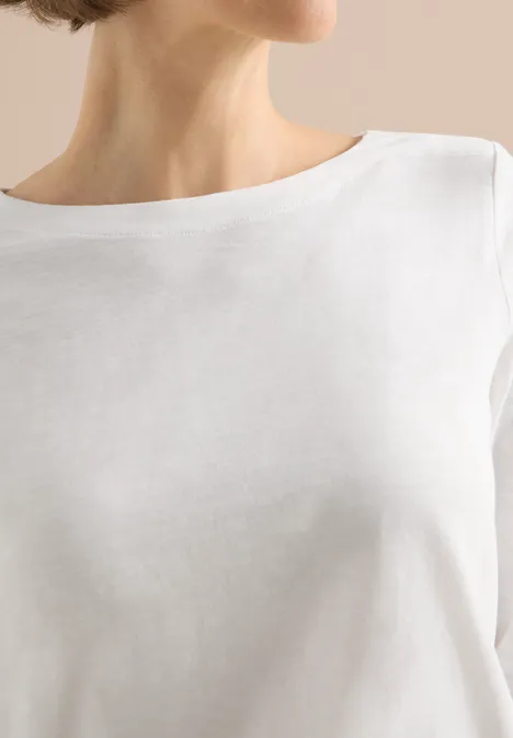 Basic Langarmshirt vanilla white