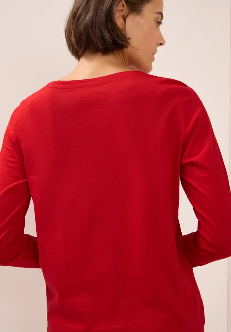 T-shirt basique à manches longues fiery red