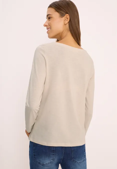 Basic Langarmshirt oat milk beige