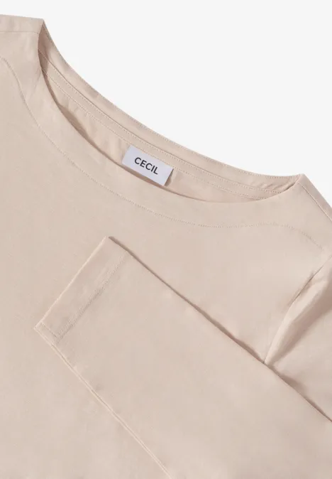 Basic Langarmshirt oat milk beige