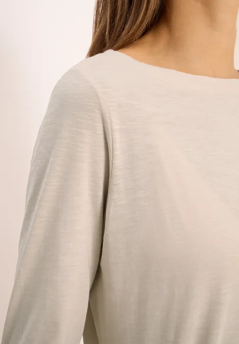 Basic Langarmshirt oat milk beige