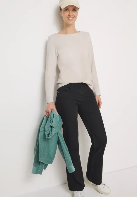 Basic Langarmshirt light greige
