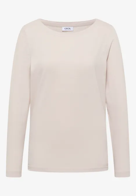 Basic Langarmshirt light greige