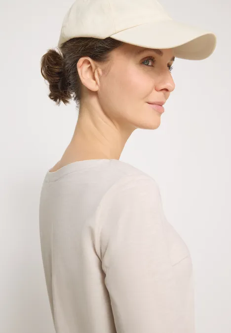 Basic Langarmshirt light greige