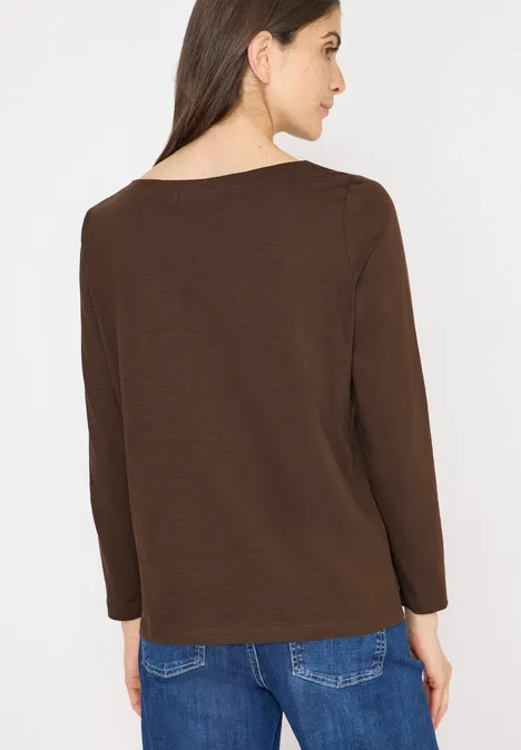 Basic Langarmshirt chocolate mousse