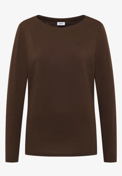Basic Langarmshirt chocolate mousse