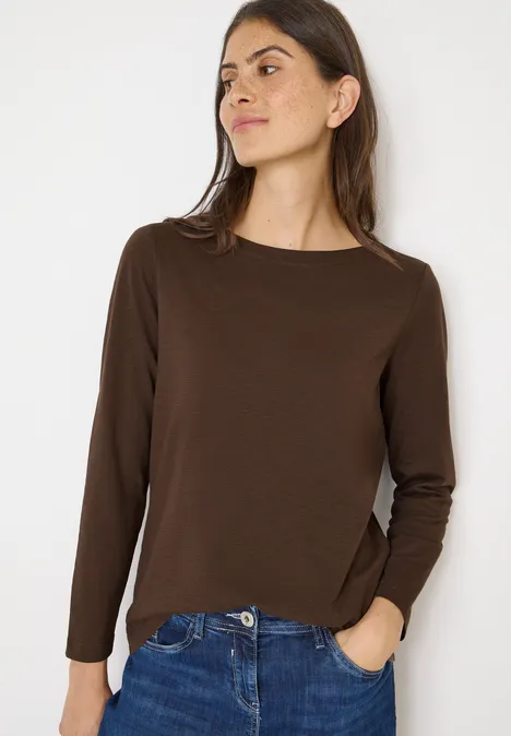 Basic Langarmshirt chocolate mousse