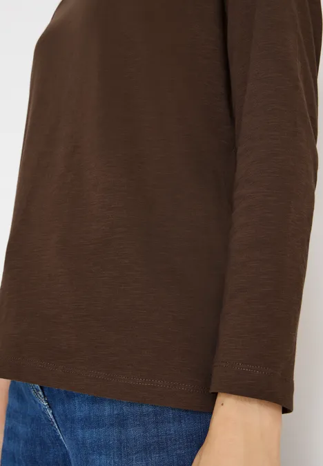 Basic Langarmshirt chocolate mousse