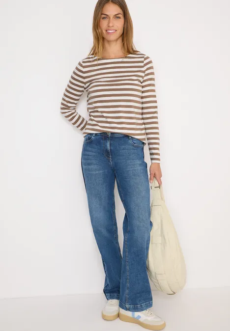 Gestreiftes Basic Shirt natural taupe
