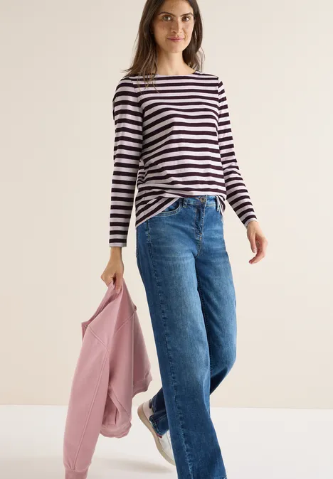 T-shirt de base rayé eggplant red