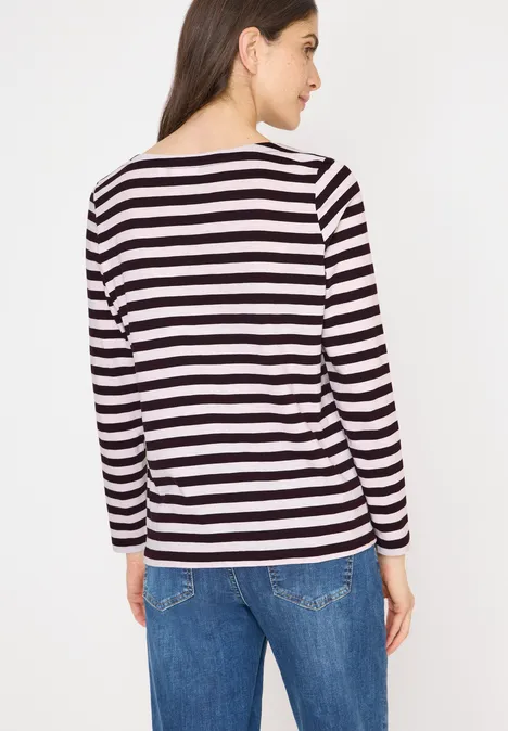 Gestreiftes Basic Shirt eggplant red