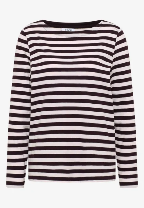 Gestreiftes Basic Shirt eggplant red